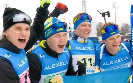 The Ukrainian team won silver in the men's relay at the Junior World Biathlon Championships