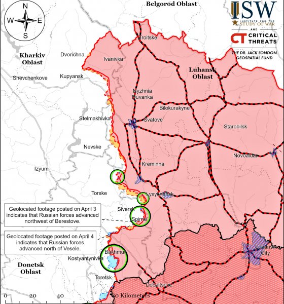 ISW reported the activation of Putin's army near Bakhmut, showing changes in the situation on the map