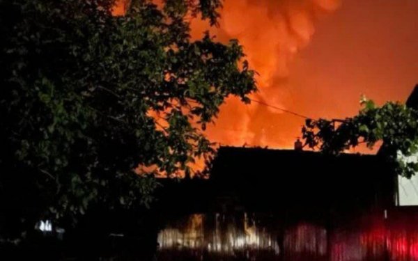 An oil depot is on fire in the Krasnodar region of the Russian Federation
