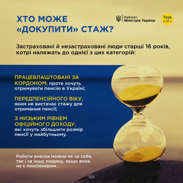 The Cabinet of Ministers showed how citizens will be able to 'buy' additional length of service to assign a pension (infographics)