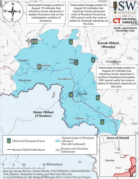 Ukrainian Armed Forces Achieve Success in Kursk Region, but Advance Slowed — ISW (MAP)