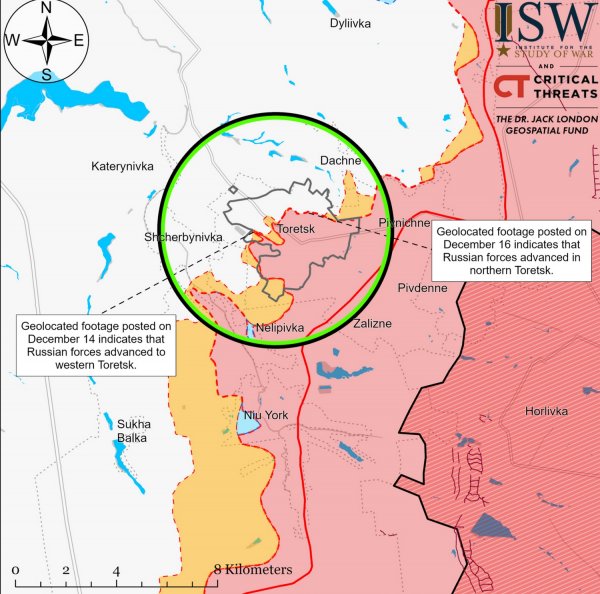 The Ukrainian Armed Forces recaptured positions from the occupiers in the Toretsk area - ISW (MAP)