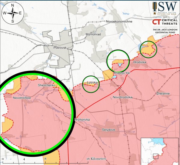 ISW explained the purpose of Putin's army intensifying its offensive east of Pokrovsk (MAP)