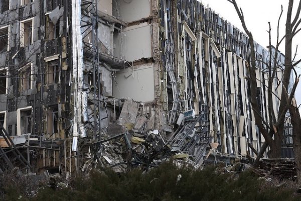 Kharkiv OVA shows footage of the aftermath of a ballistic missile strike on Izyum