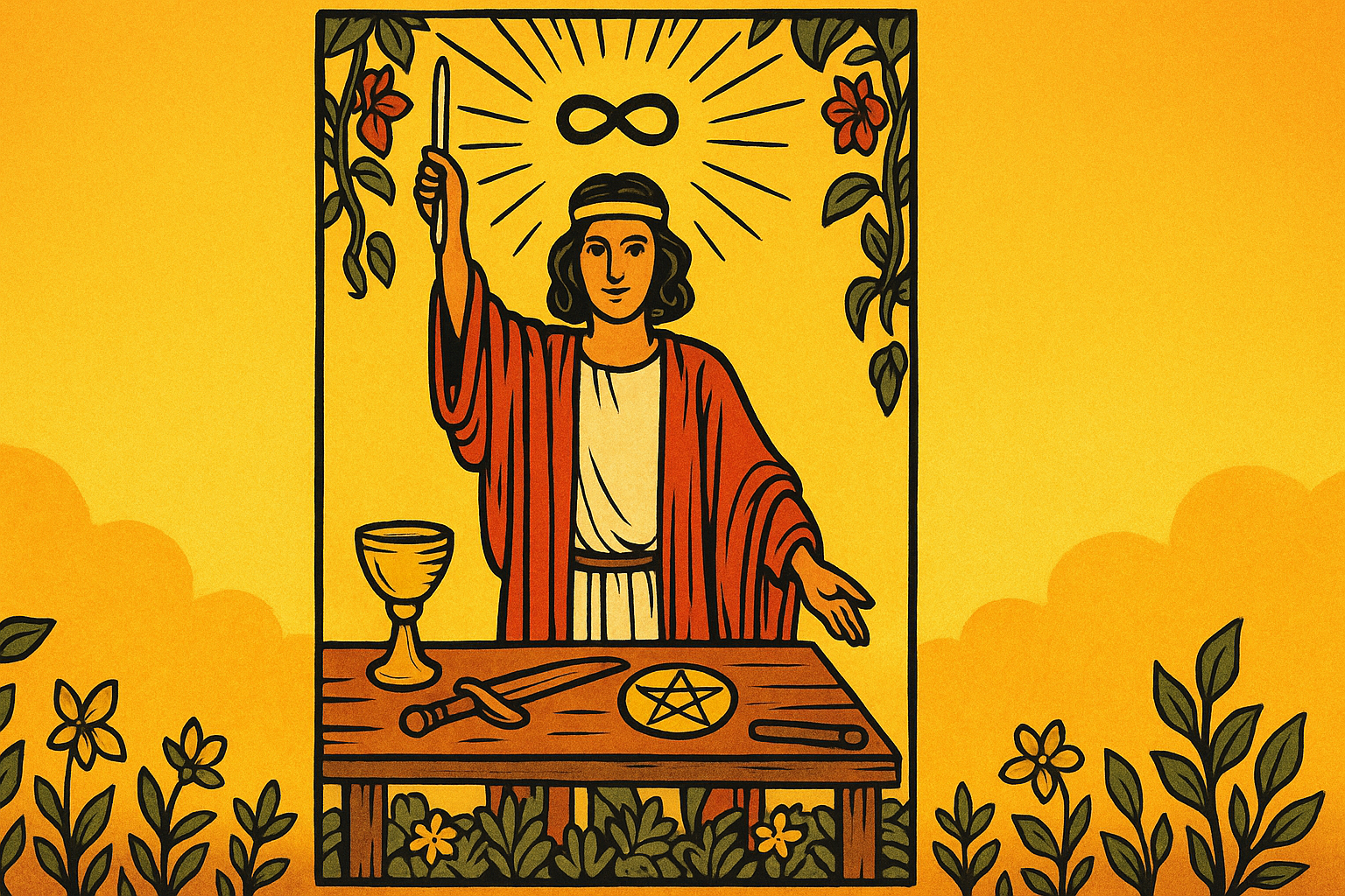 The Tarot card The Magician: meaning of the Major Arcana in love, work, and finance. Discover what The Magician signifies upright and reversed.