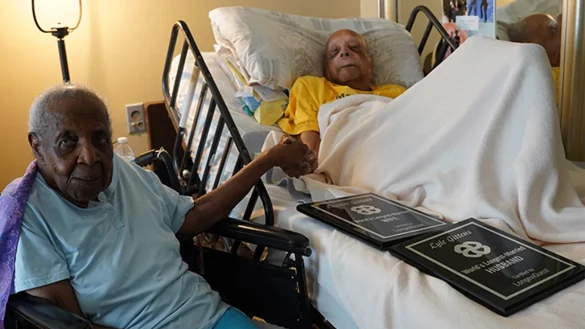 Lyle and Eleanor Gittens, the world’s oldest married couple, celebrate 83 years of marriage with a combined age of 216 years and 132 days.
