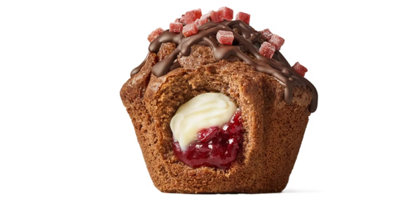 McDonald’s introduces the Cherry Cream Muffin — a soft dessert with cherry filling and dark chocolate glaze, perfect with coffee or the Toasted Marshmallow Latte.