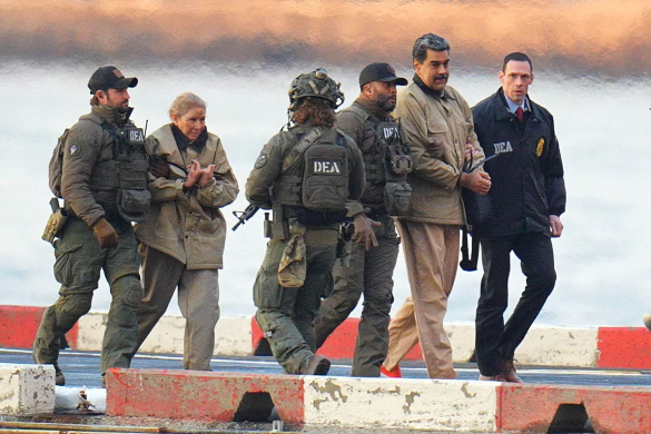 Ousted Venezuelan President Nicolas Maduro faces Manhattan court. Defense argues sanctions block legal fees. Status conference on narco-terrorism charges set for today.