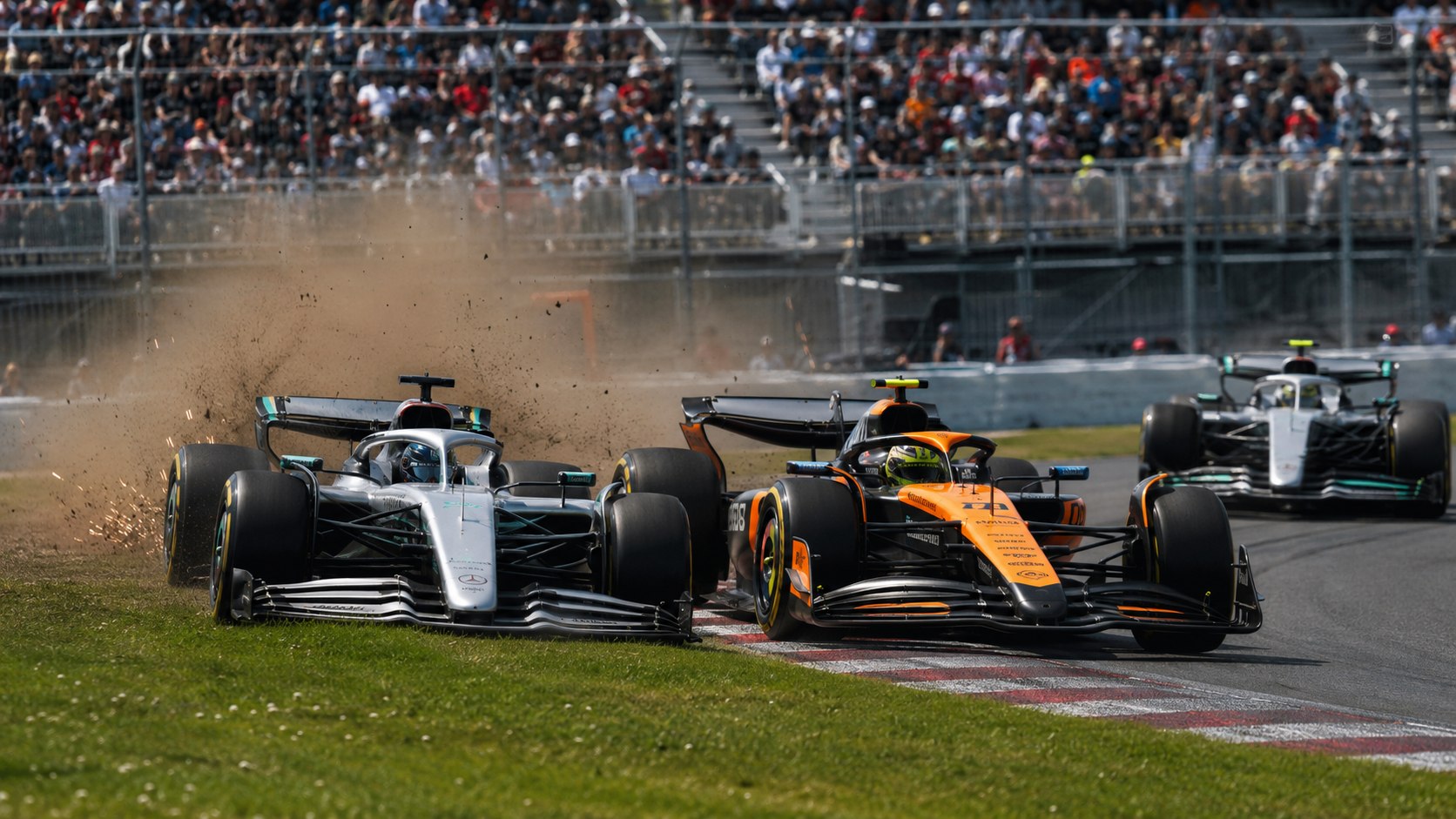F1 Canadian GP sprint: George Russell wins after tense Mercedes duel with Antonelli
