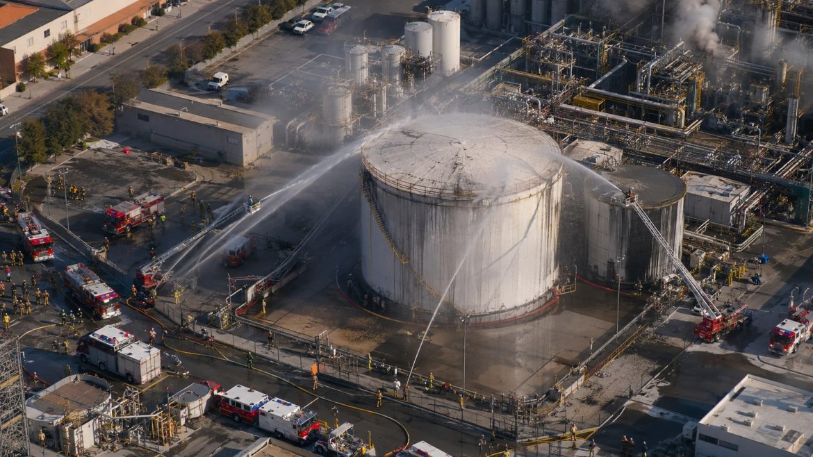 California chemical plant crisis forces 40,000 evacuations near GKN Aerospace as crews cool a toxic tank at risk of spill or explosion.