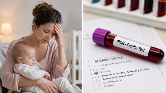Postpartum anemia symptoms, ferritin tests and effective iron recovery after childbirth explained. Learn how to recognize iron deficiency and recover safely.