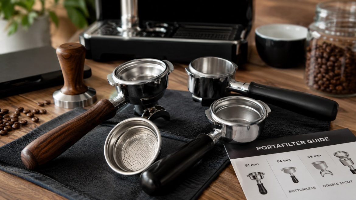 Portafilter for an espresso machine explained in detail: basket sizes, bottomless models, compatibility, cleaning tips, and expert espresso advice for home coffee lovers.