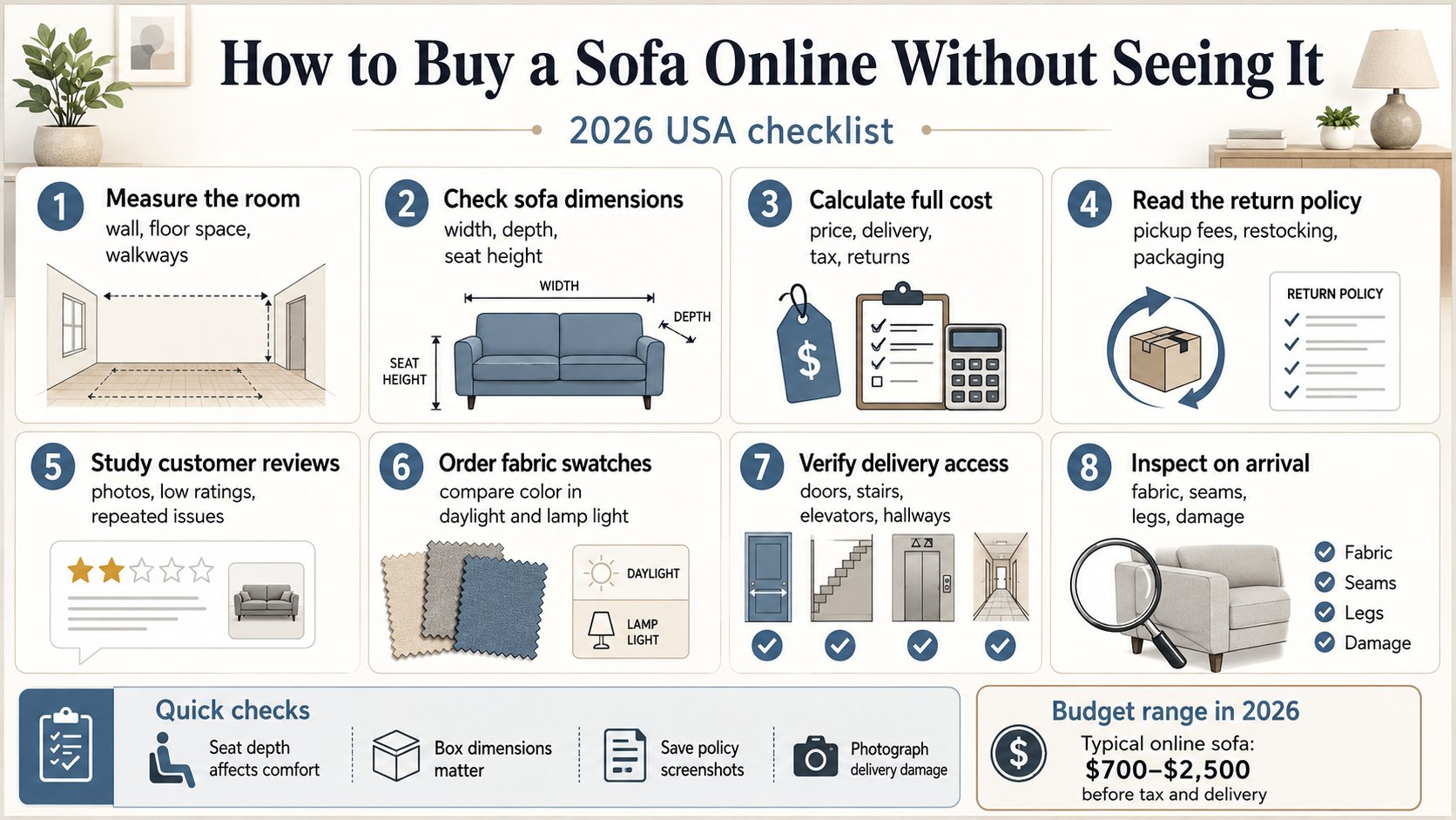 How to Buy a Sofa Online in 2026: Dimensions, Returns, Reviews