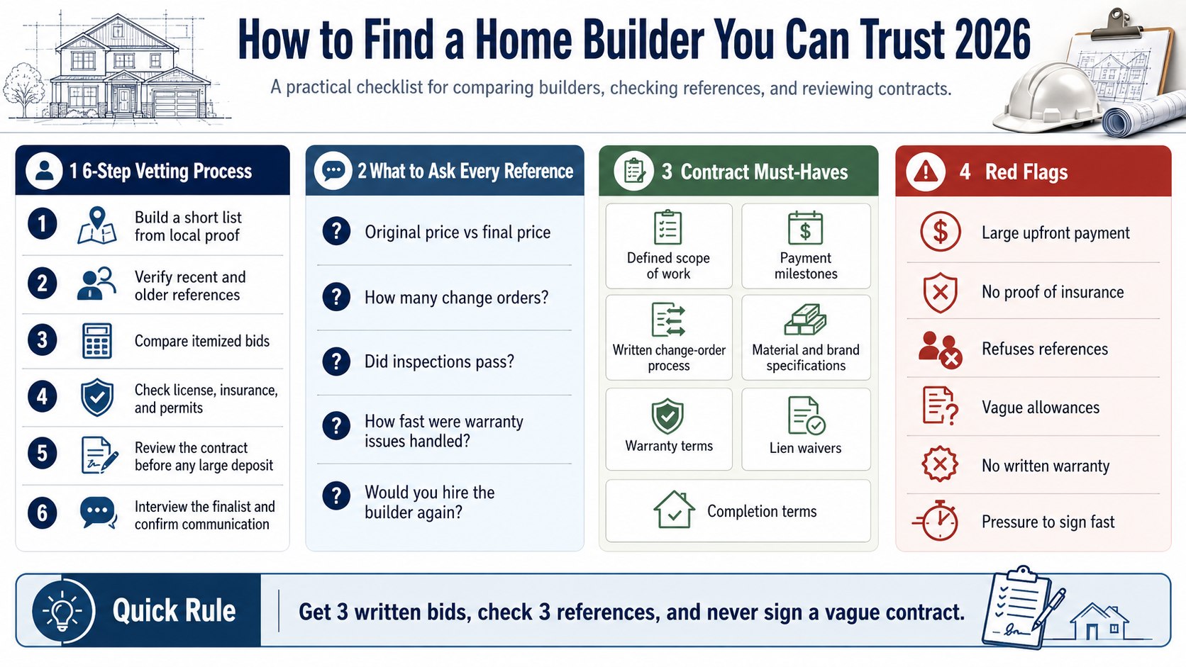 How to Find a Reliable Home Builder in 2026: References, Contracts, Costs