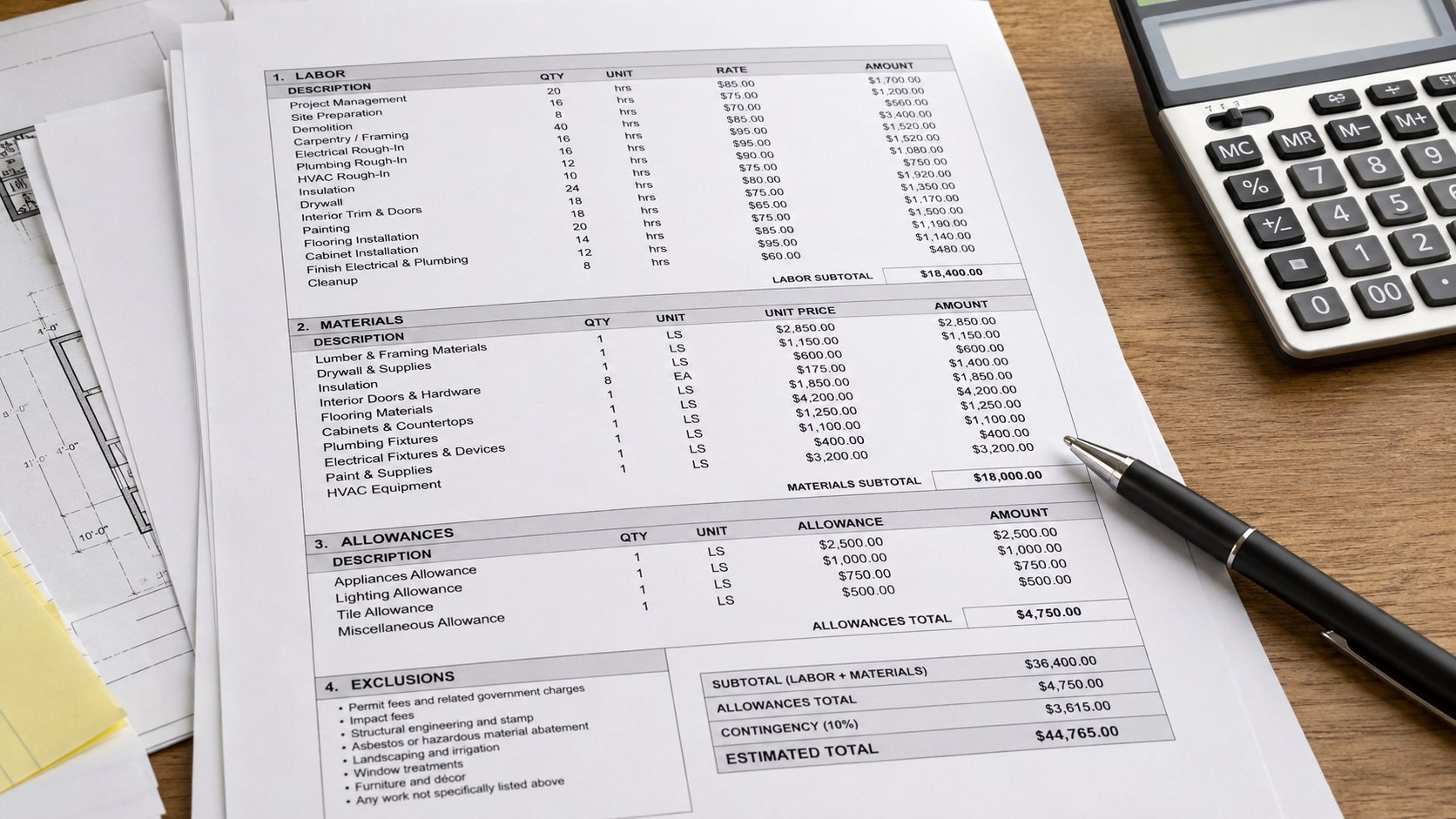 How to Read a Construction Estimate: Line Items, Allowances, and Costs
