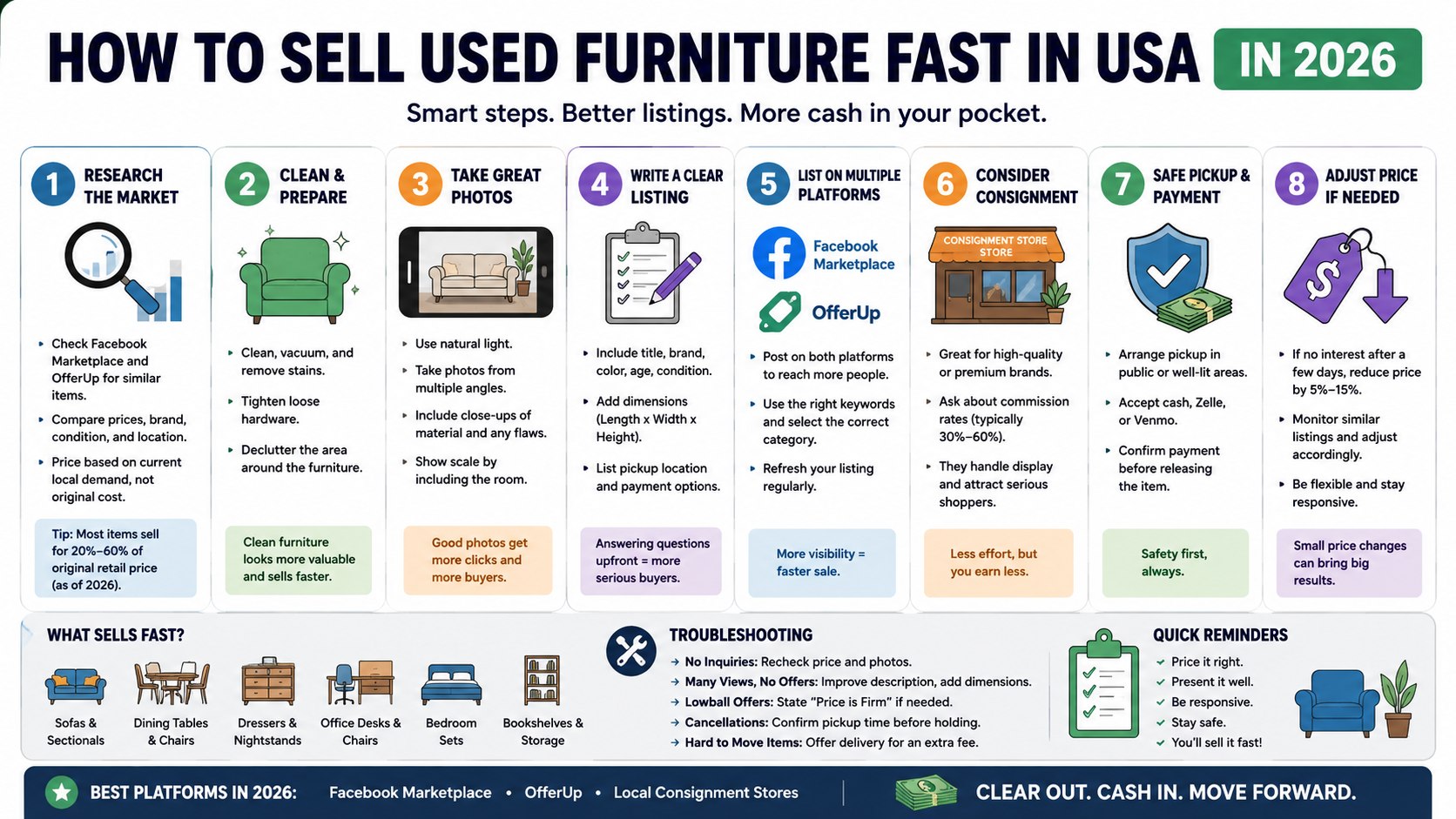 Sell Used Furniture Fast in the USA: Facebook Marketplace, OfferUp & Consignment Tips for 2026