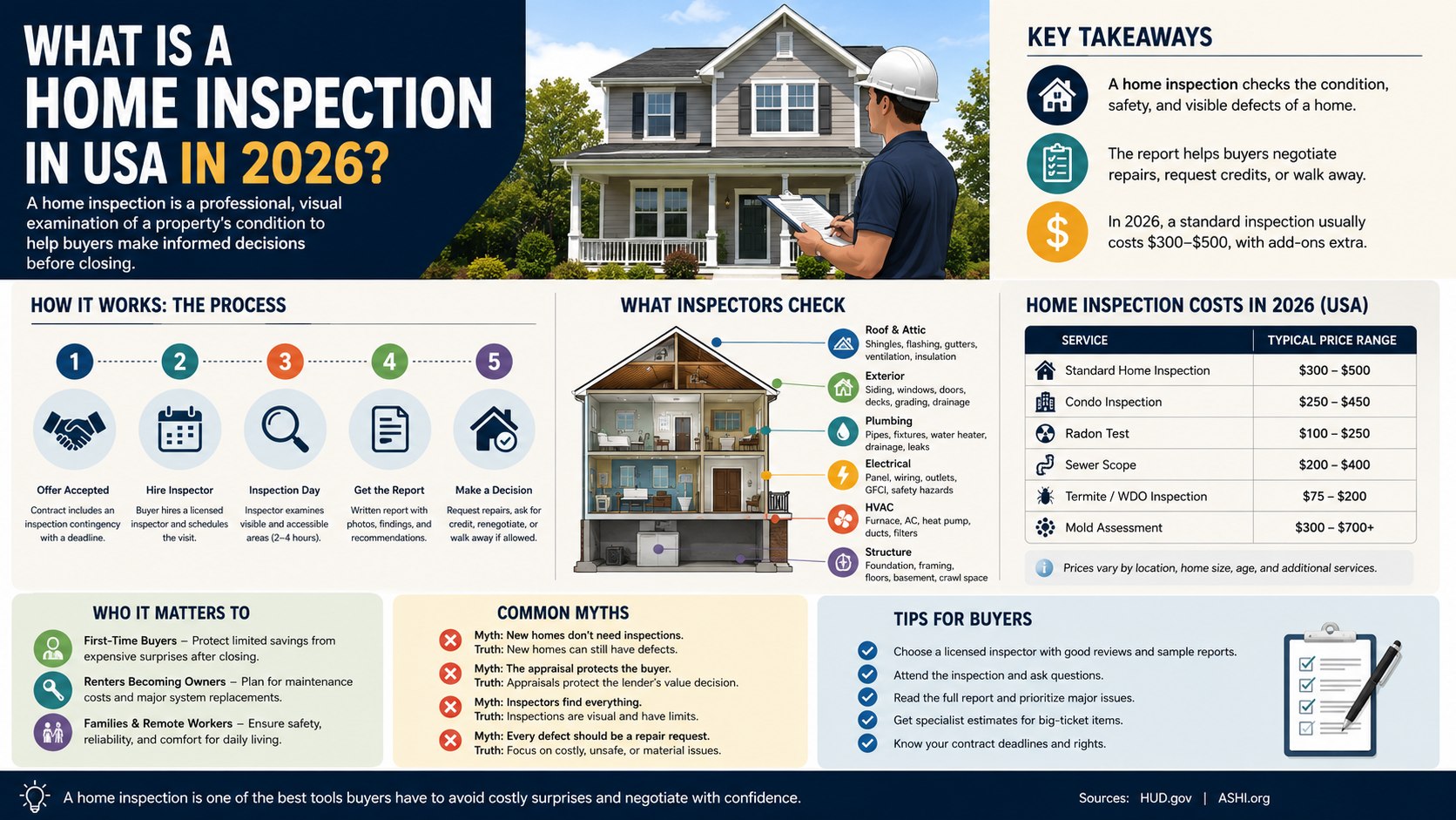 What is a Home Inspection in USA in 2026? Costs, Checklist, and Buyer Risks