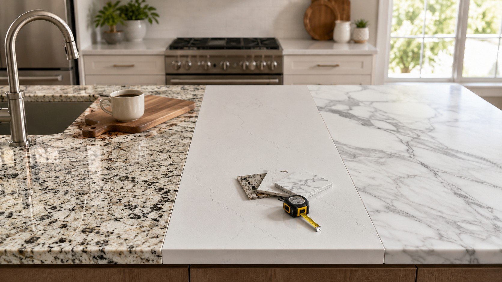 Granite vs Quartz vs Marble Countertops 2026: Cost, Care, Durability