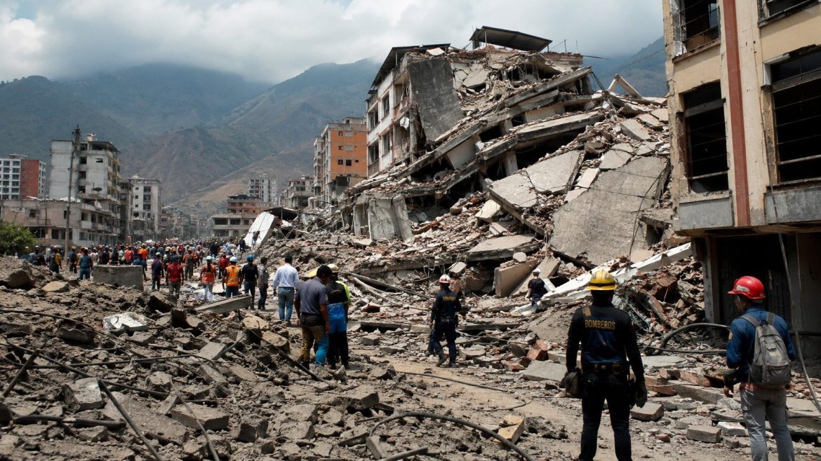 Venezuela earthquake death toll reaches 589 as international teams search collapsed buildings and almost 50,000 people remain missing.