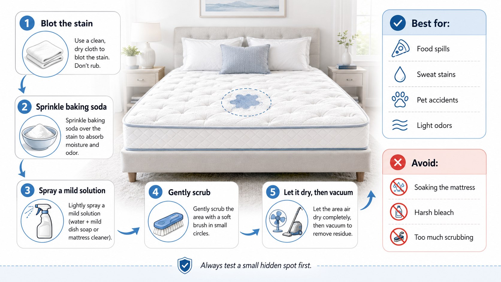 How to Remove Stains from a Mattress: Safe Methods for Urine, Blood, and Sweat