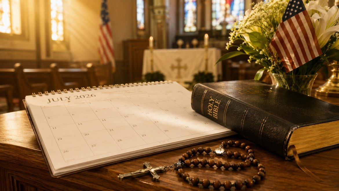 Church holidays in July 2026 in the USA: Catholic feasts, Sunday dates, Orthodox observances, liturgical colors, service planning tips, and a complete calendar.