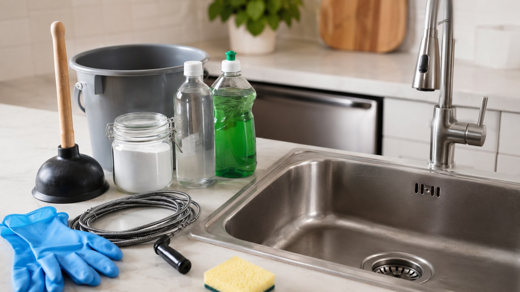 How to Unclog a Kitchen Sink With a Plunger, Snake, and P-Trap Cleaning