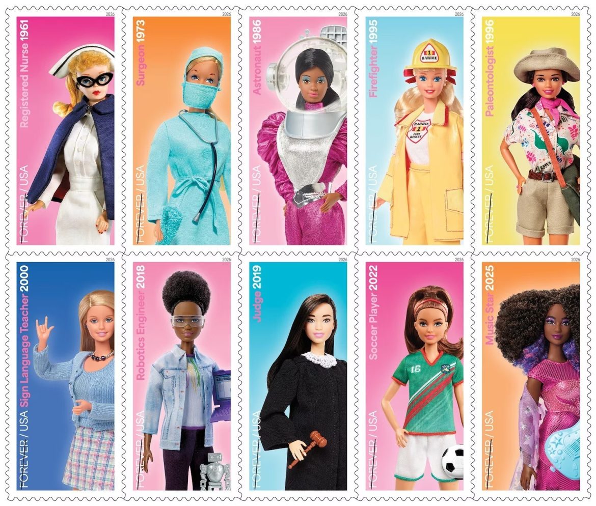 Barbie stamps feature 10 careers and launch through USPS on July 11, before the Forever stamp price rises from 78 to 82 cents.