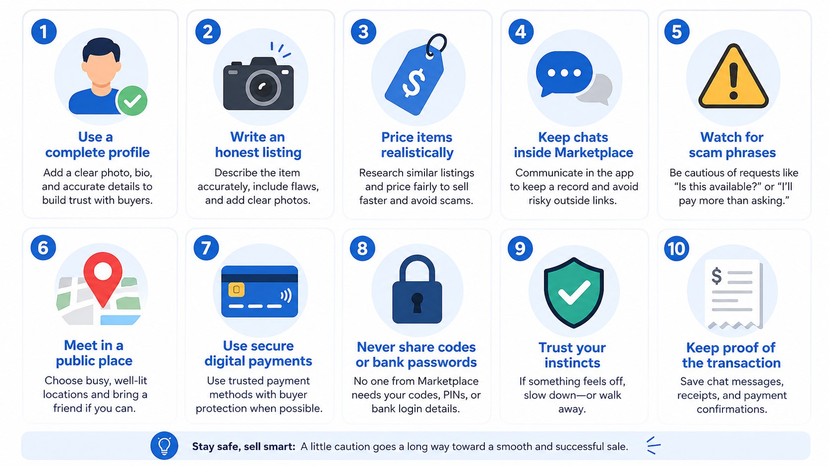 How to Sell on Facebook Marketplace Safely 2026: Scam Signs, Pickup Rules and Payment Tips