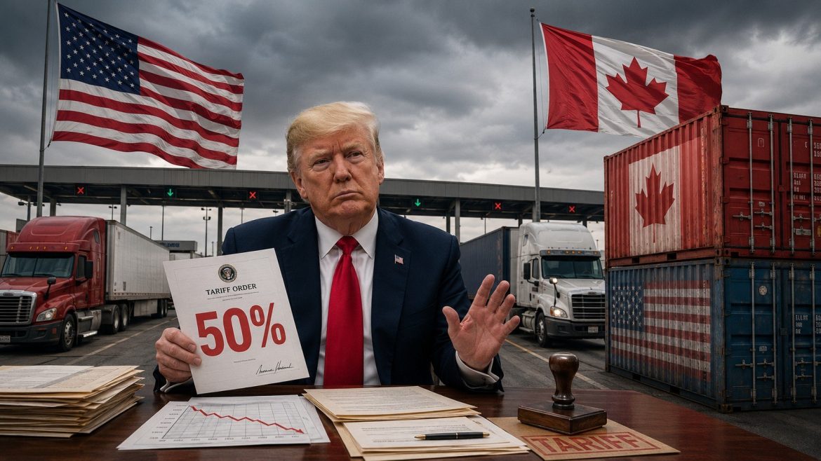 Trump Canada tariffs rise to 50% on nearly $20 billion of imports, including wine, hockey gear and cement, starting August 19, 2026.