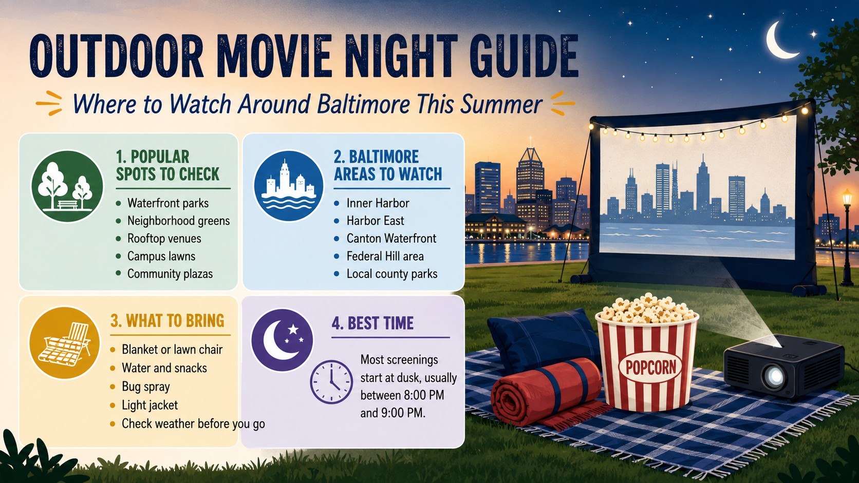 Where to Watch Outdoor Movies Around Baltimore This Summer: Free Screenings, Drive-In Prices and 2026 Dates