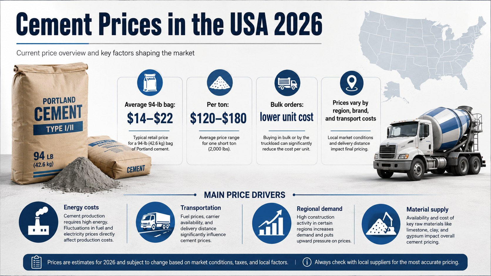US Cement Market in 2026: Buyers Face Wide Price Gaps Between Coastal and Inland Regions