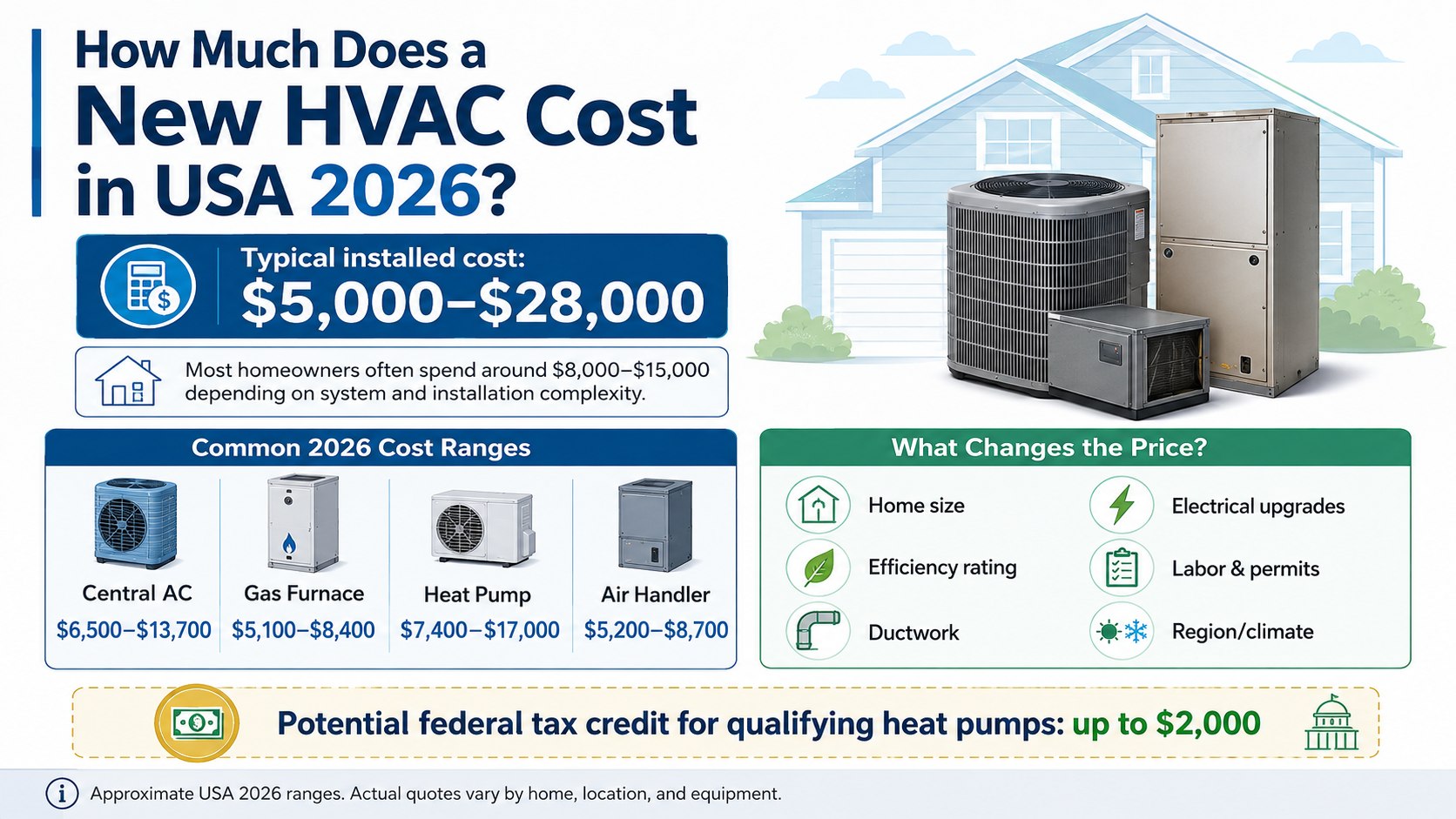 New HVAC Cost 2026: What US Homeowners Pay for AC, Furnace and Heat Pumps