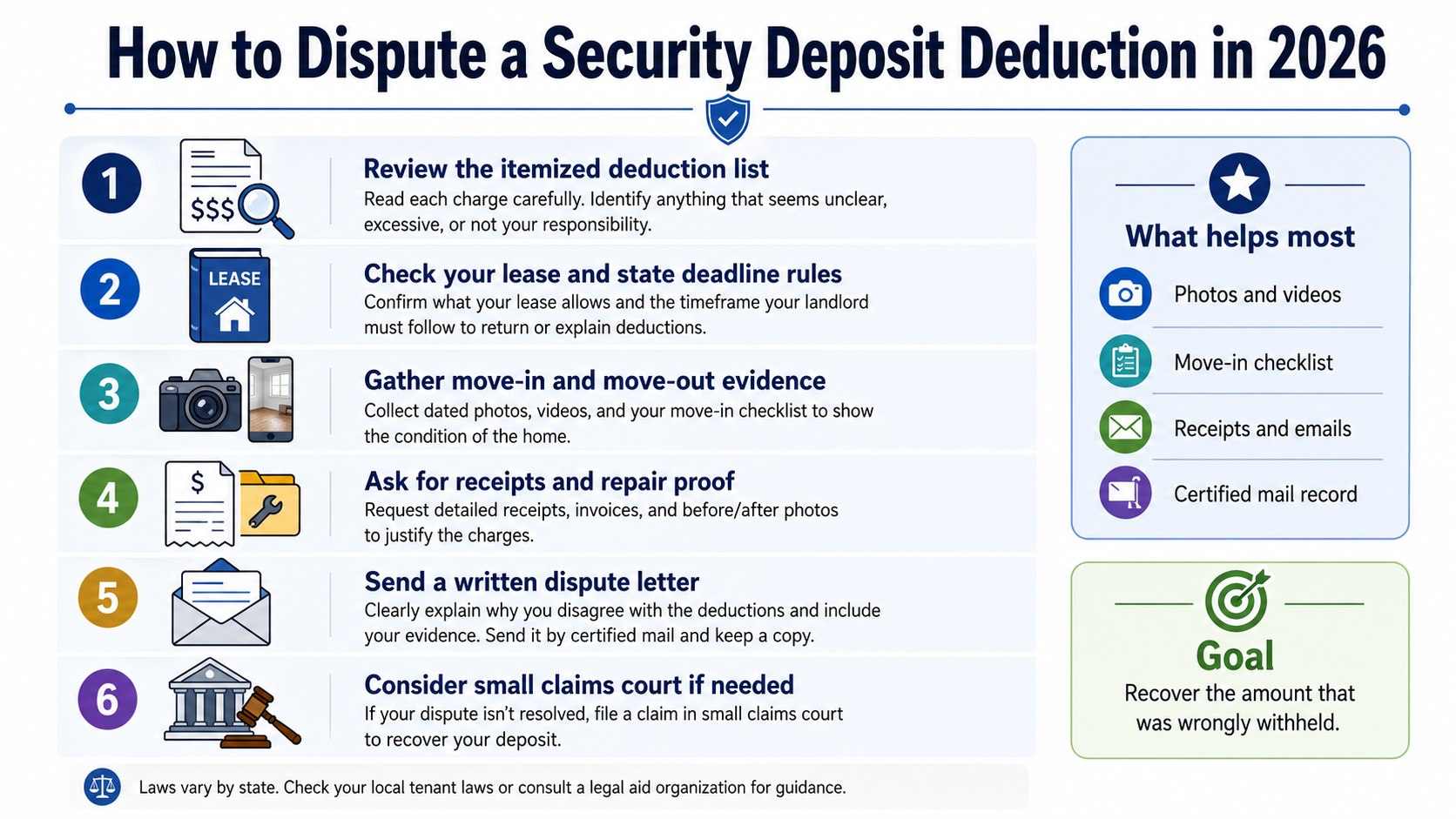 How to Dispute a Security Deposit Deduction in 2026: Letter Template and Small Claims Steps