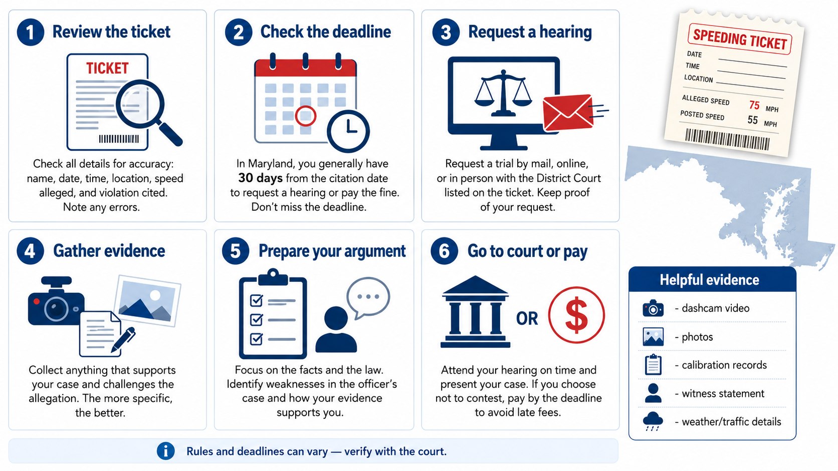 How to Fight a Speeding Ticket in Maryland 2026: Trial, Hearing, Fines and Points