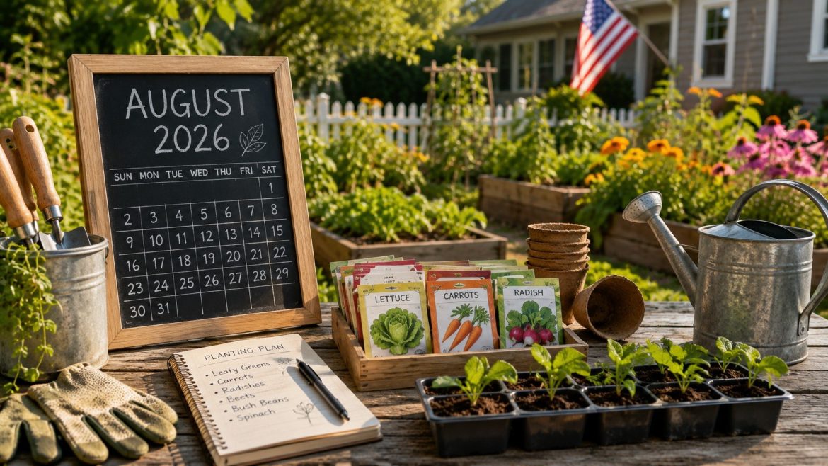 August 2026 planting calendar for the USA: find regional sowing dates, Moon phases, frost planning rules, suitable vegetables and favorable garden days.