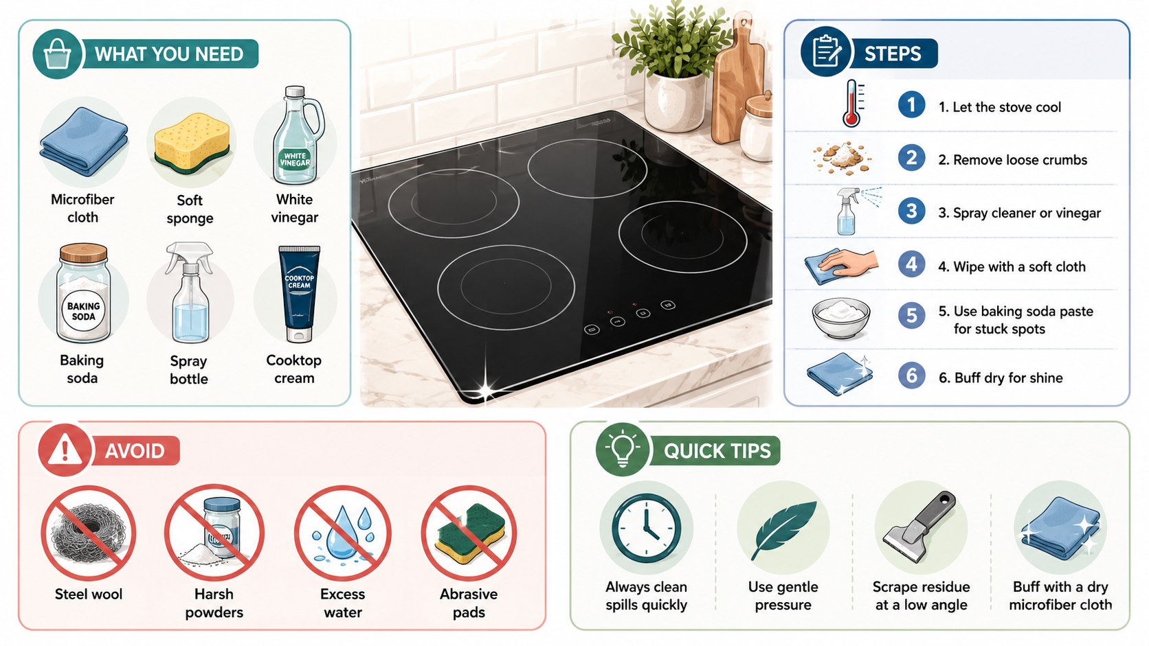 Glass Stove Top Cleaning Guide 2026: Products, Scraper Method and Mistakes to Avoid