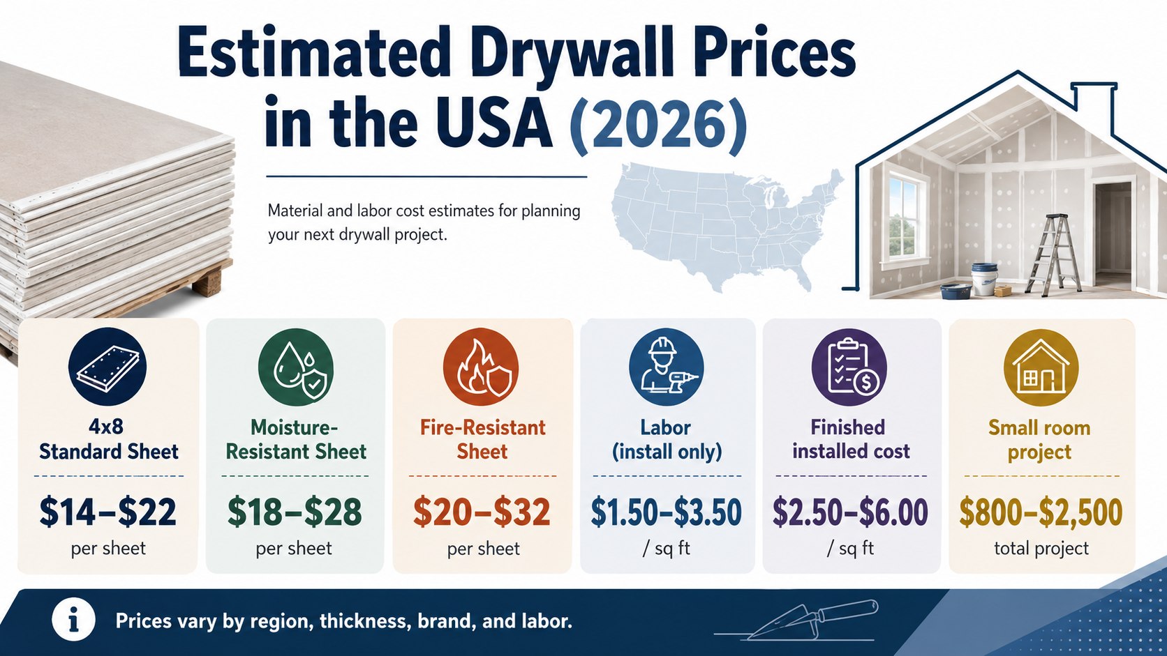 How Much Does Drywall Cost in 2026? Materials, Labor and Room Estimates
