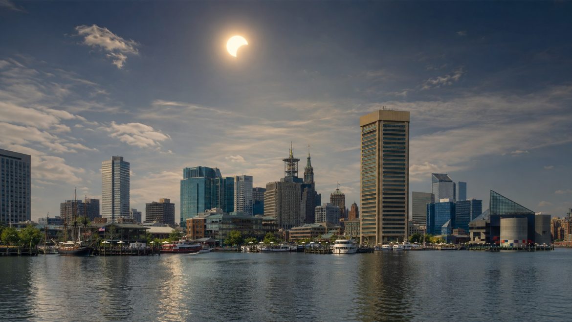 August 12 solar eclipse begins in Baltimore at 1:15 p.m. See maximum time, expected Sun coverage and essential viewing safety rules.