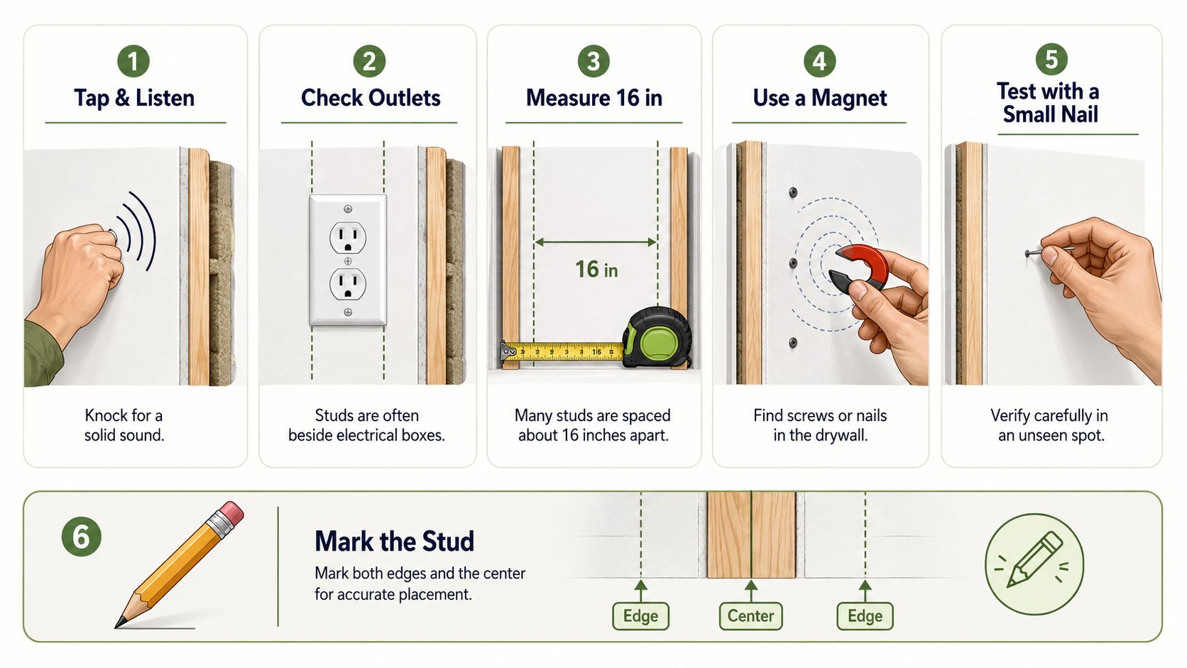 How to Find Wall Studs Without a Stud Finder in 2026: Magnet, Outlet and 16-Inch Tricks