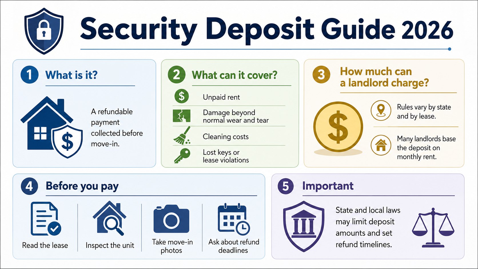 Security Deposit Laws 2026: California, New York, Maryland and Massachusetts Rules