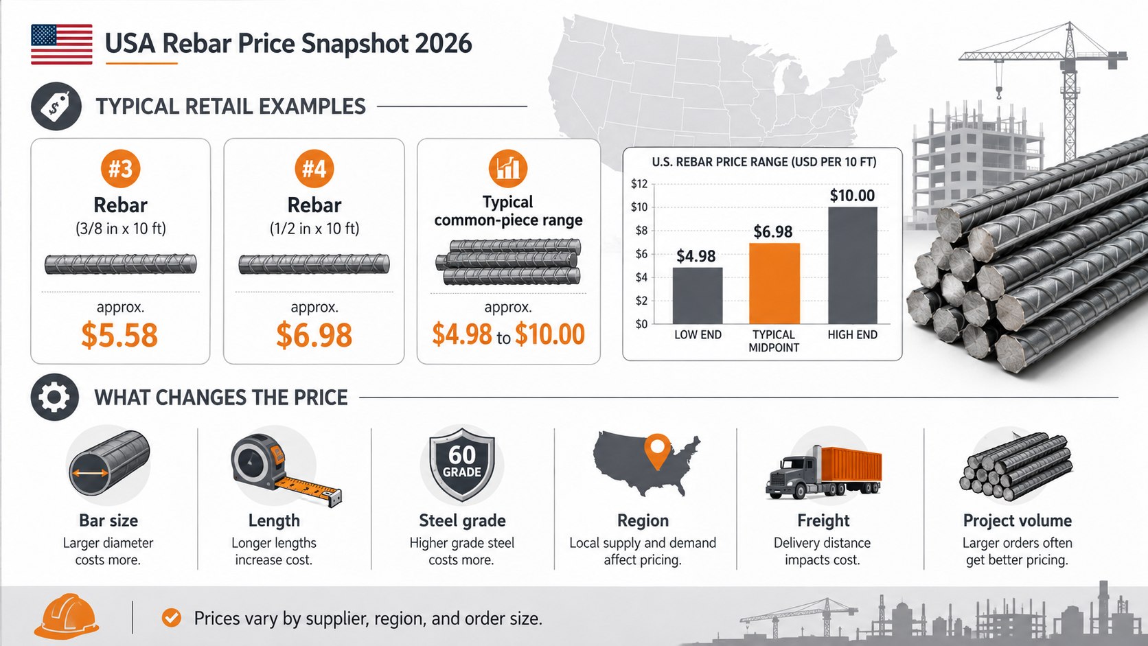 Rebar Prices USA 2026: How Much Does a Ton and Linear Foot Cost?