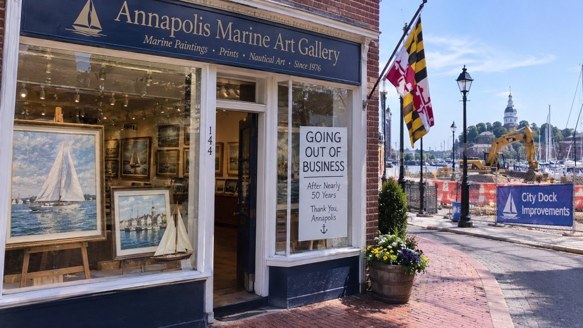 Annapolis Marine Art Gallery will close its Dock Street storefront after nearly 50 years as owners blame City Dock construction and falling revenue.