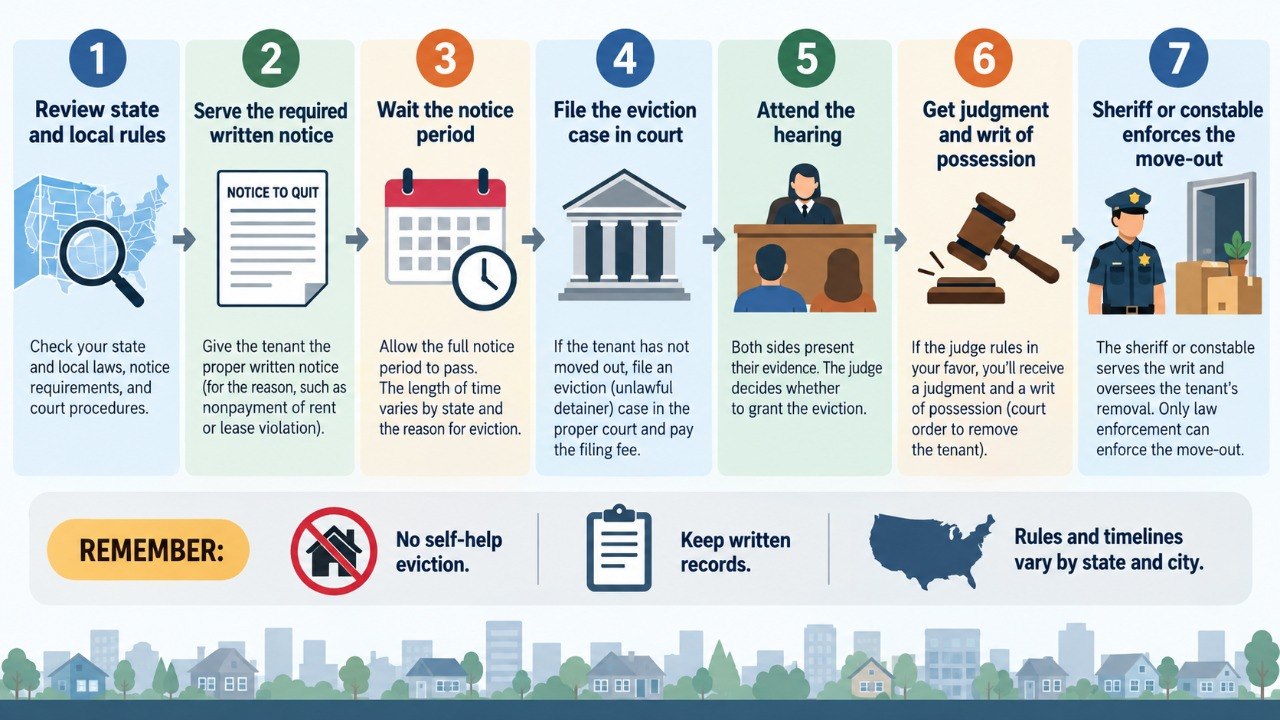 Tenant Eviction Process 2026: When Landlords Can File in Court and Request a Sheriff