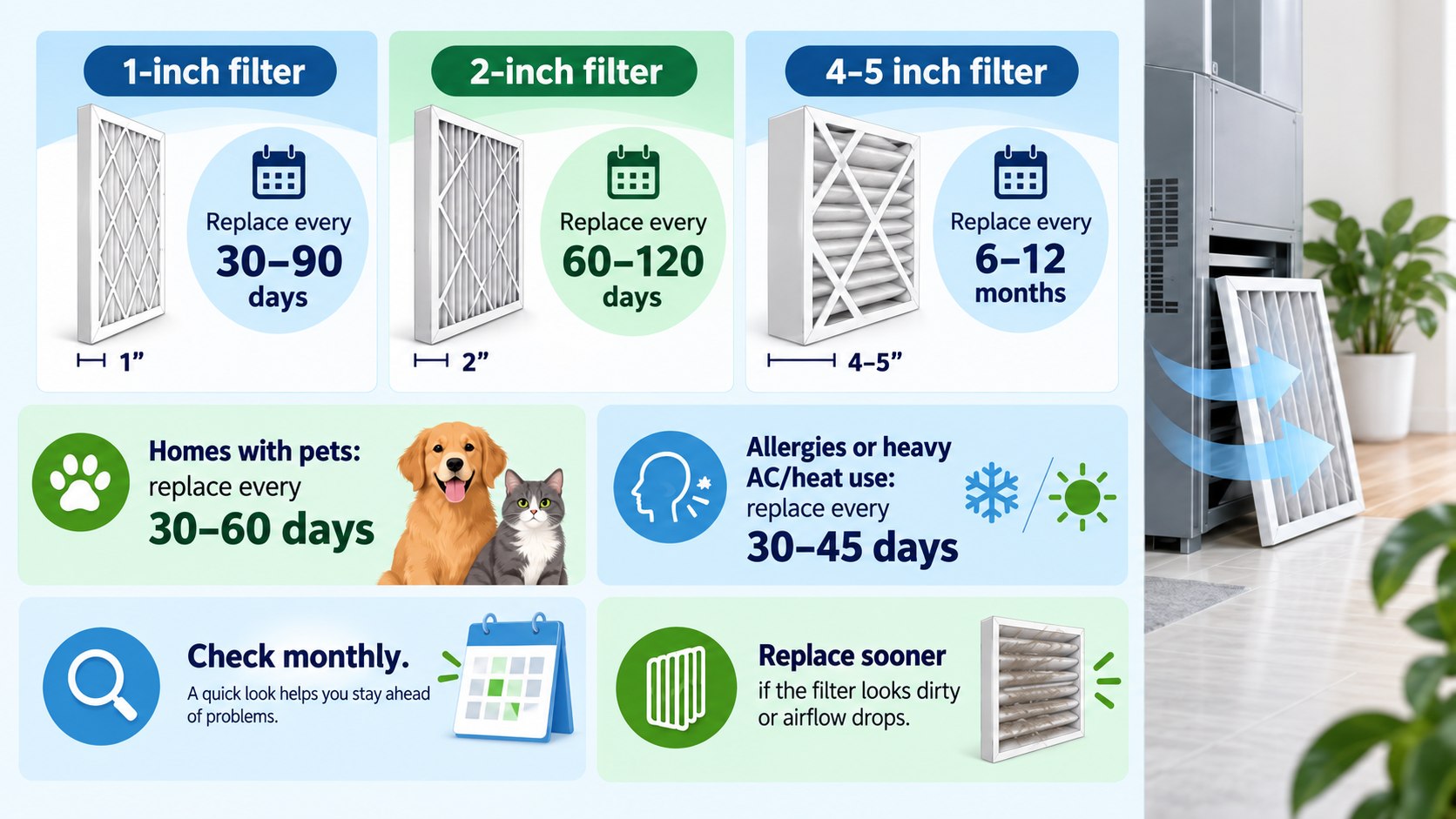 When Should You Replace an HVAC Filter? 2026 Schedule for Pets, Smoke and Heavy Use