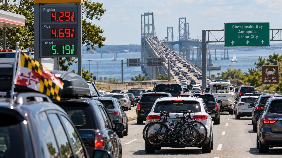 Maryland Labor Day travel brings heavy BWI crowds, highway congestion and gas prices above $4 as millions of Americans travel for the holiday.