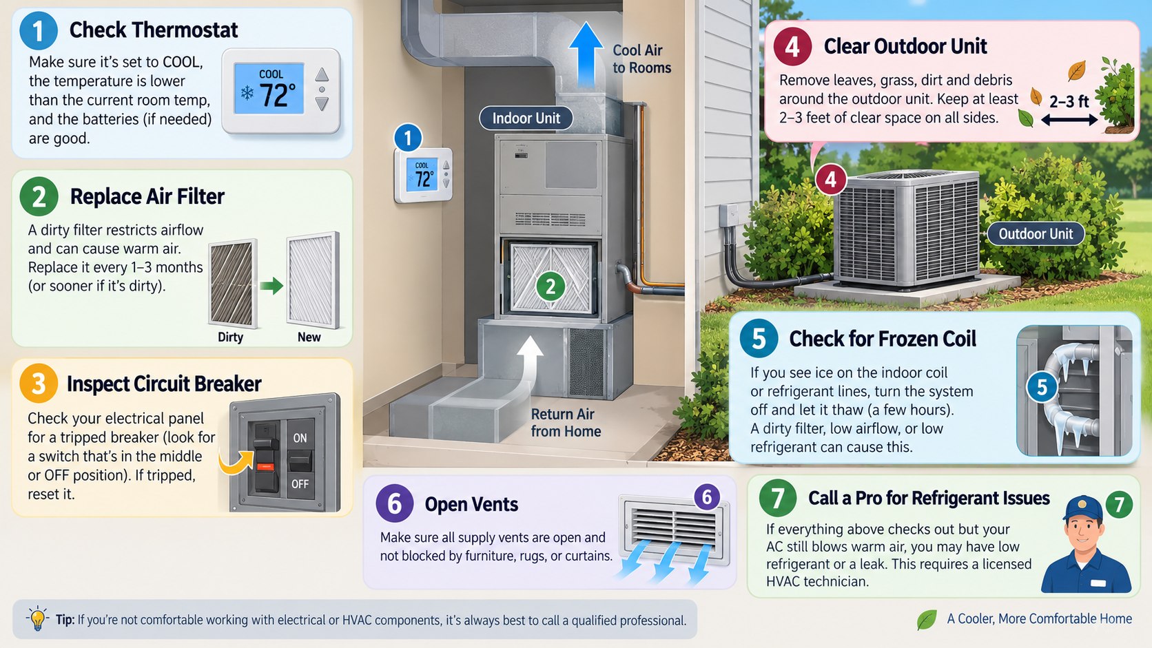 AC Running but Not Cooling: Common HVAC Causes, DIY Checks and 2026 Repair Costs