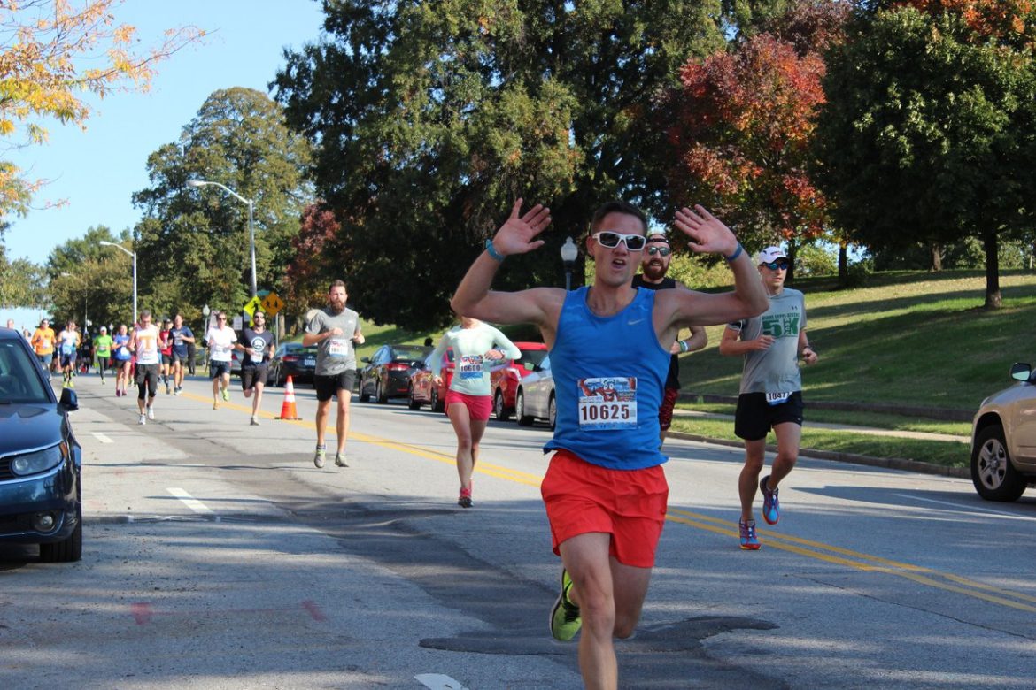 Runners on Patterson Park Avenue during the Baltimore Marathon