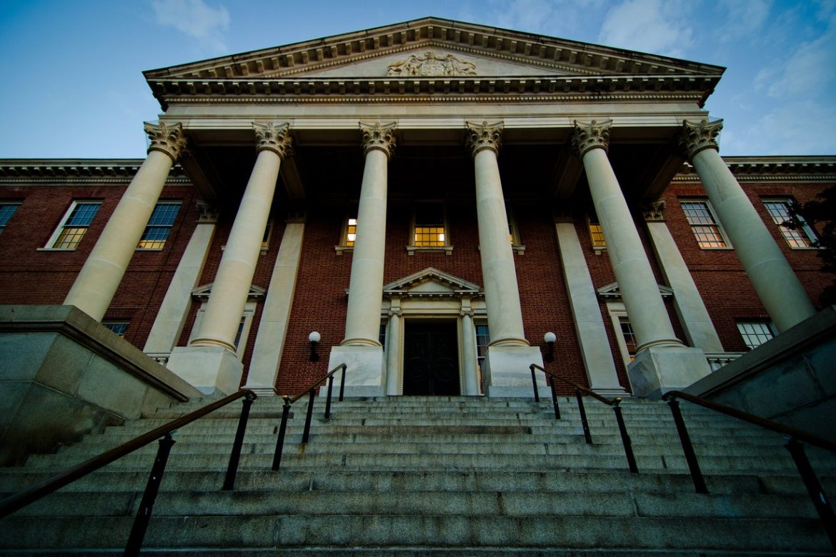 Columns and steps at the entrance of the Maryland State House in Annapolis