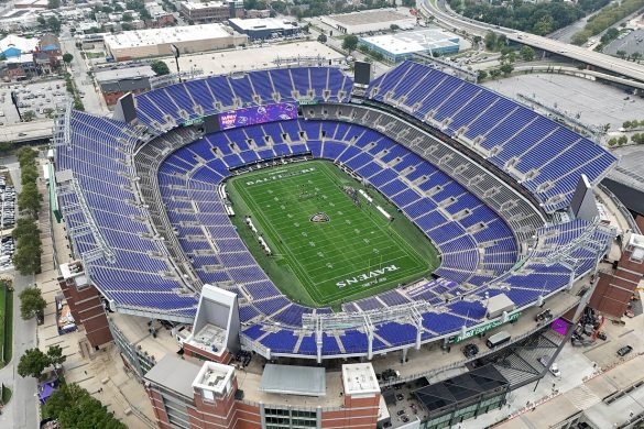 Aerial view of M&T Bank Stadium in Baltimore
